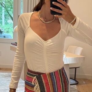 A.L.C. Cream Ruched Long Sleeve Blouse